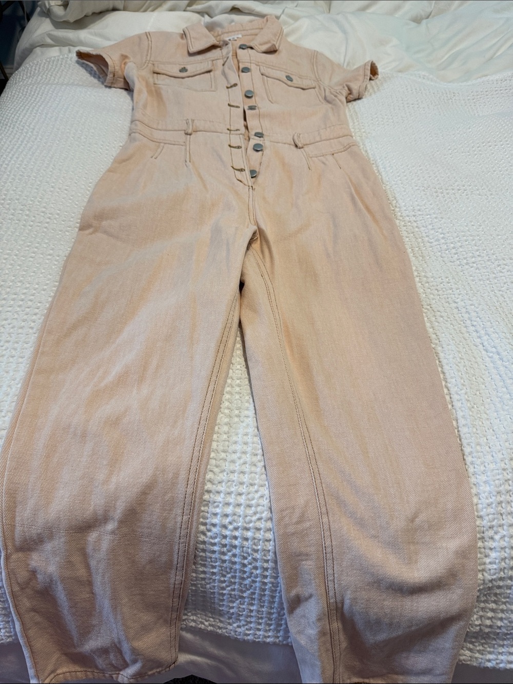 Light Pink Denim Jumpsuit